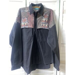 Western Signatures By Eds West Vintage Black Print Rodeo Shirt Men’s Size Large